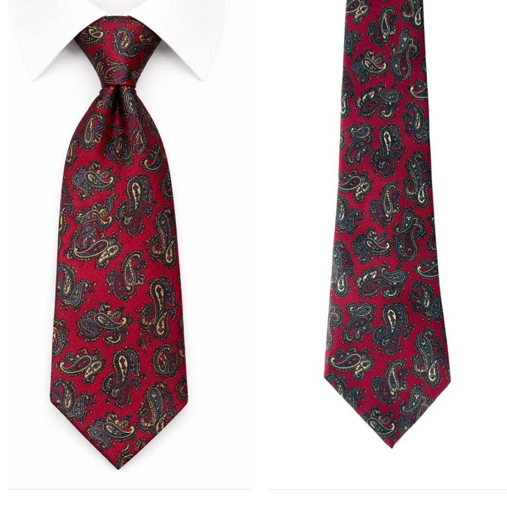 Kuppenheimer Men Paisley Neck Tie Quiet Luxury Old Money Career Professional Red